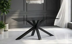 Adone tavolo nero/vetro fume' L160 cm