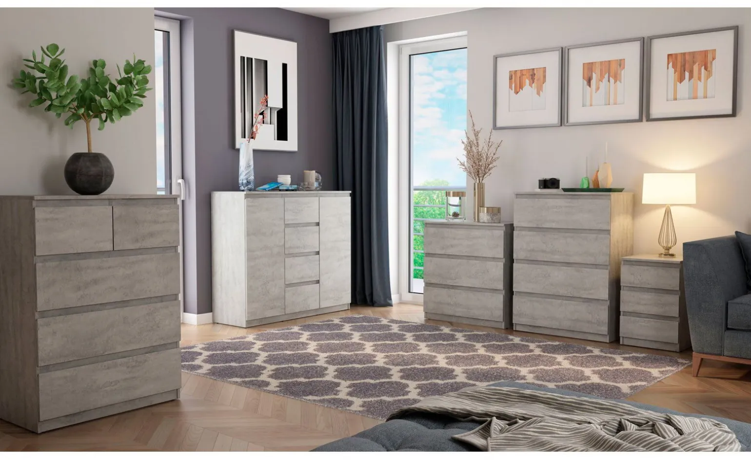 Akitas comò 3 cassetti cemento