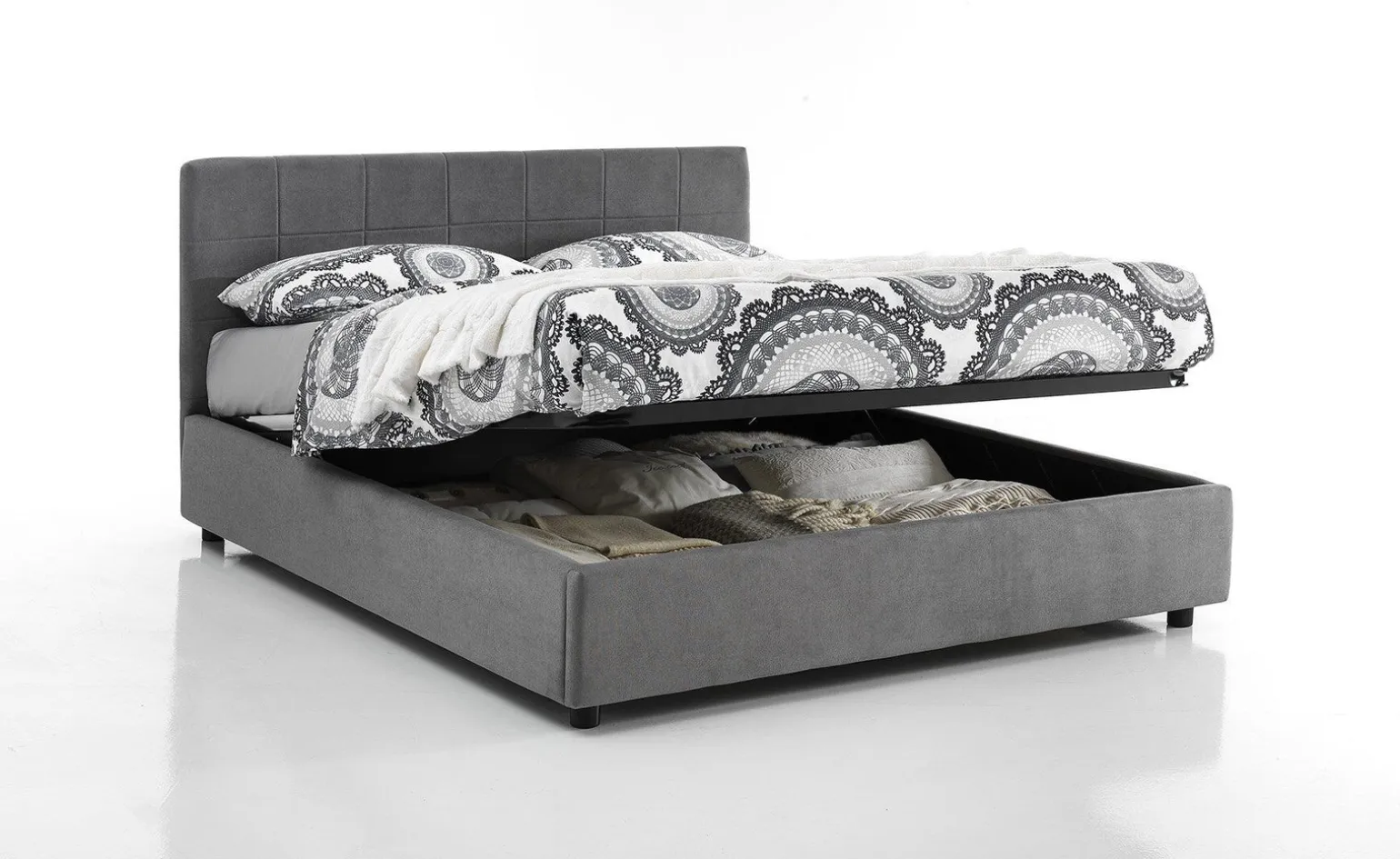 Alba letto matrimoniale contenitore grigio chiaro