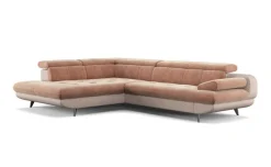 Alice divano angolare cipria con scocche beige