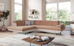 Alice divano angolare cipria con scocche beige