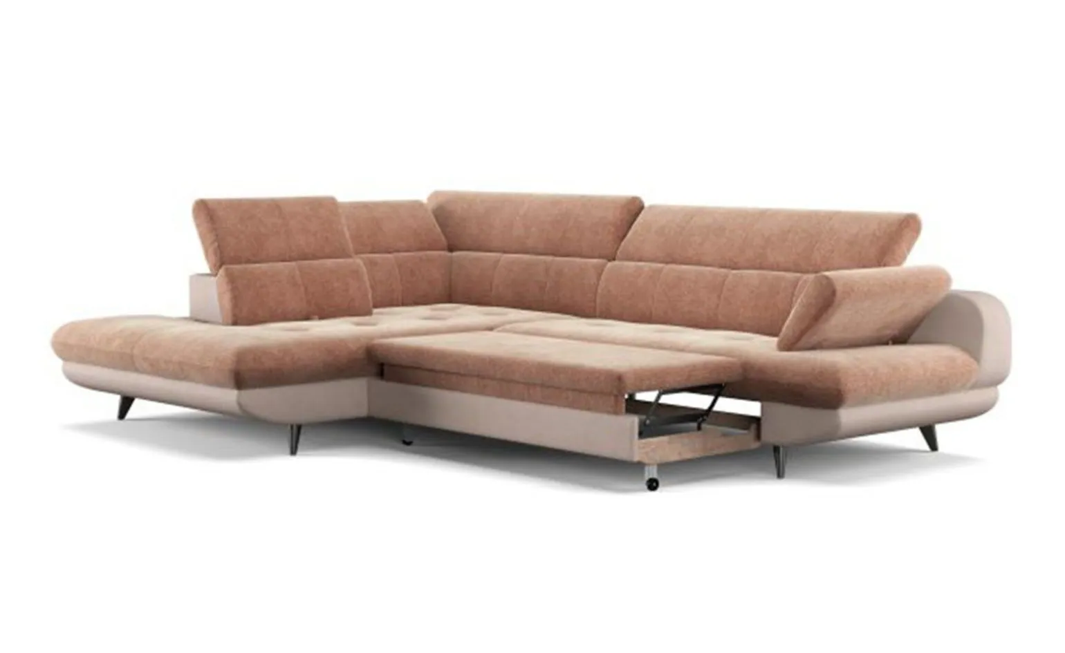 Alice divano angolare cipria con scocche beige