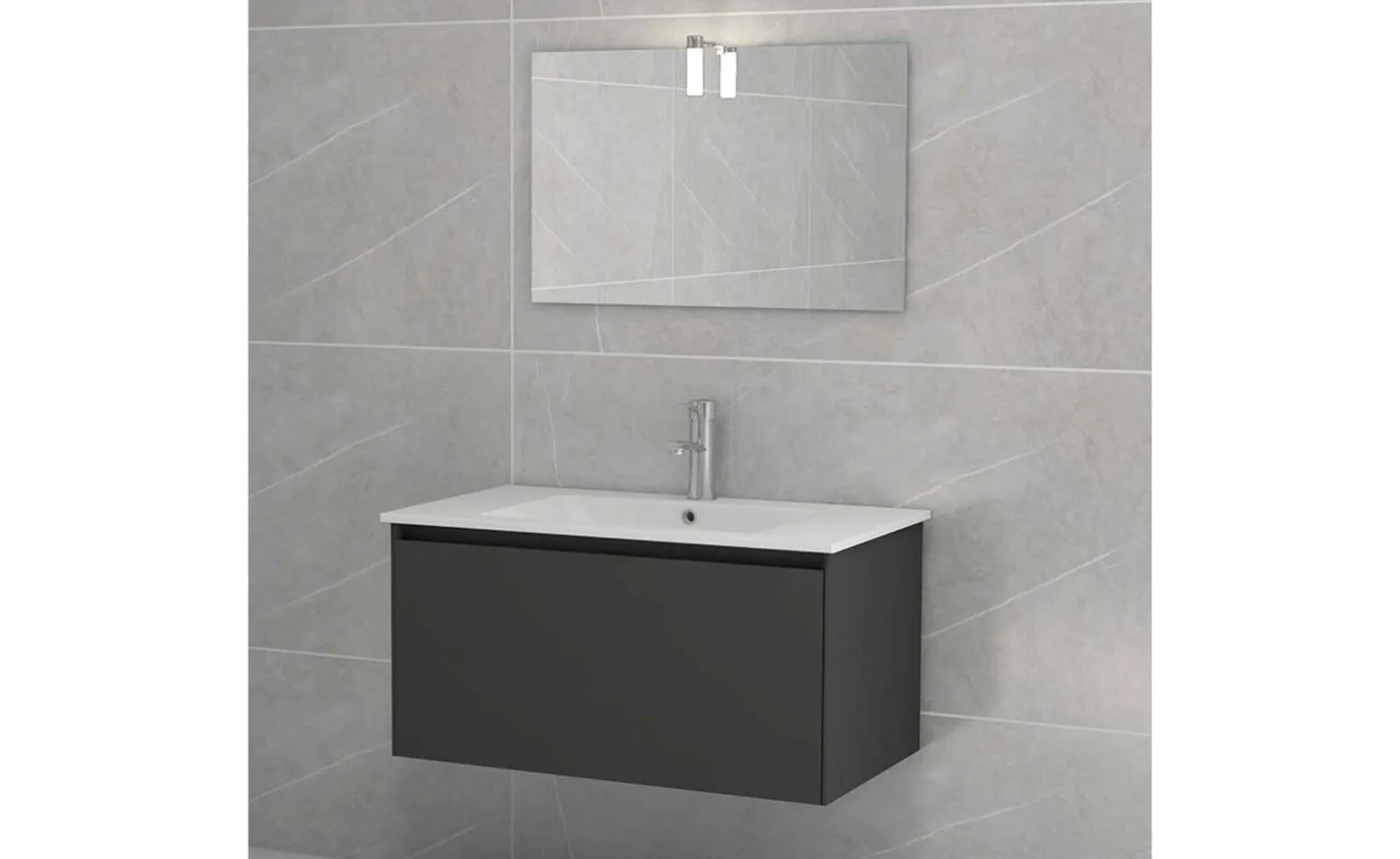 Aria mobile bagno grigio scuro L78 cm con specchio