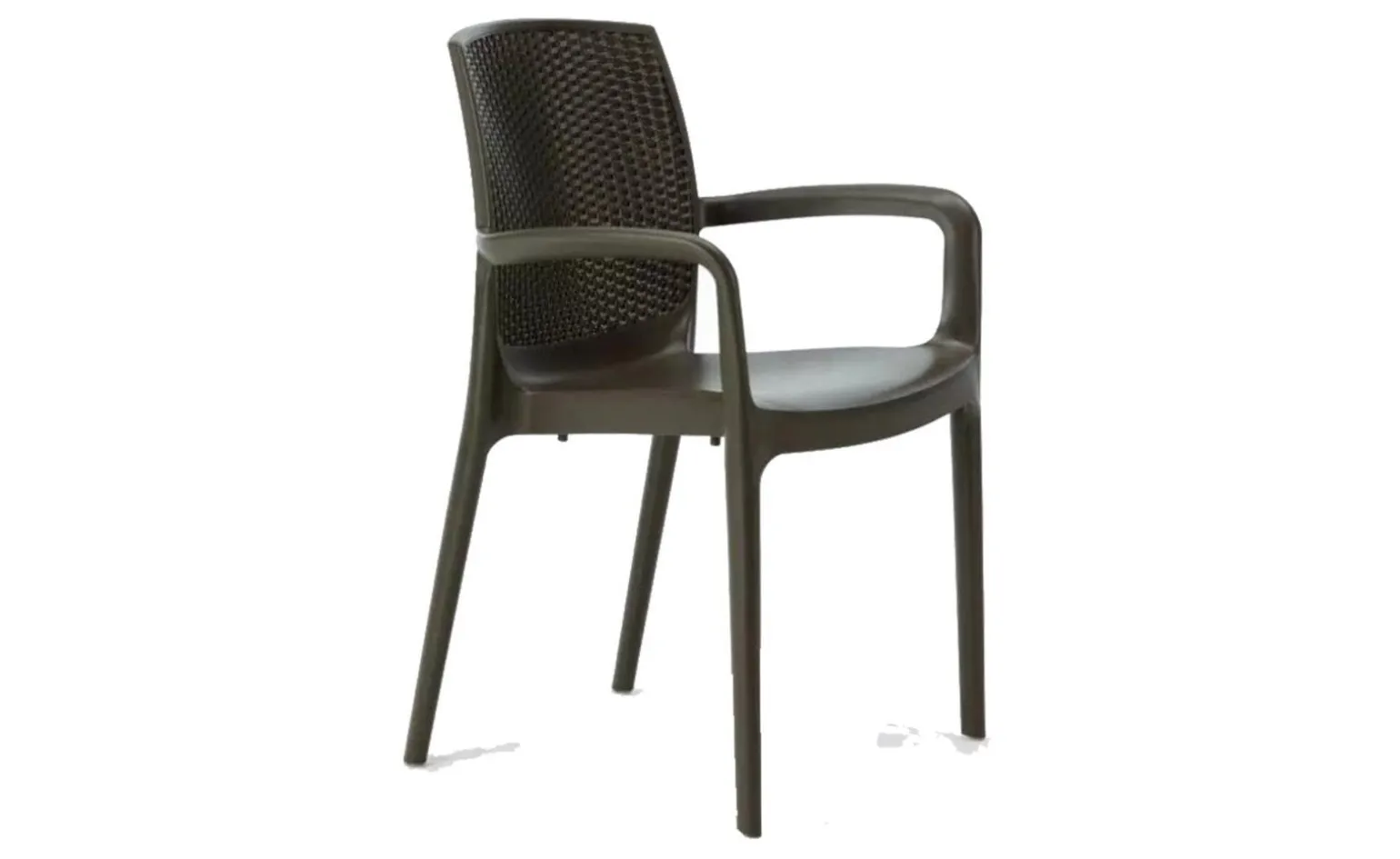 Aria sedia in resina con schienale effetto rattan color moka