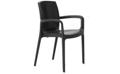 Aria sedia in resina con schienale effetto rattan color antracite
