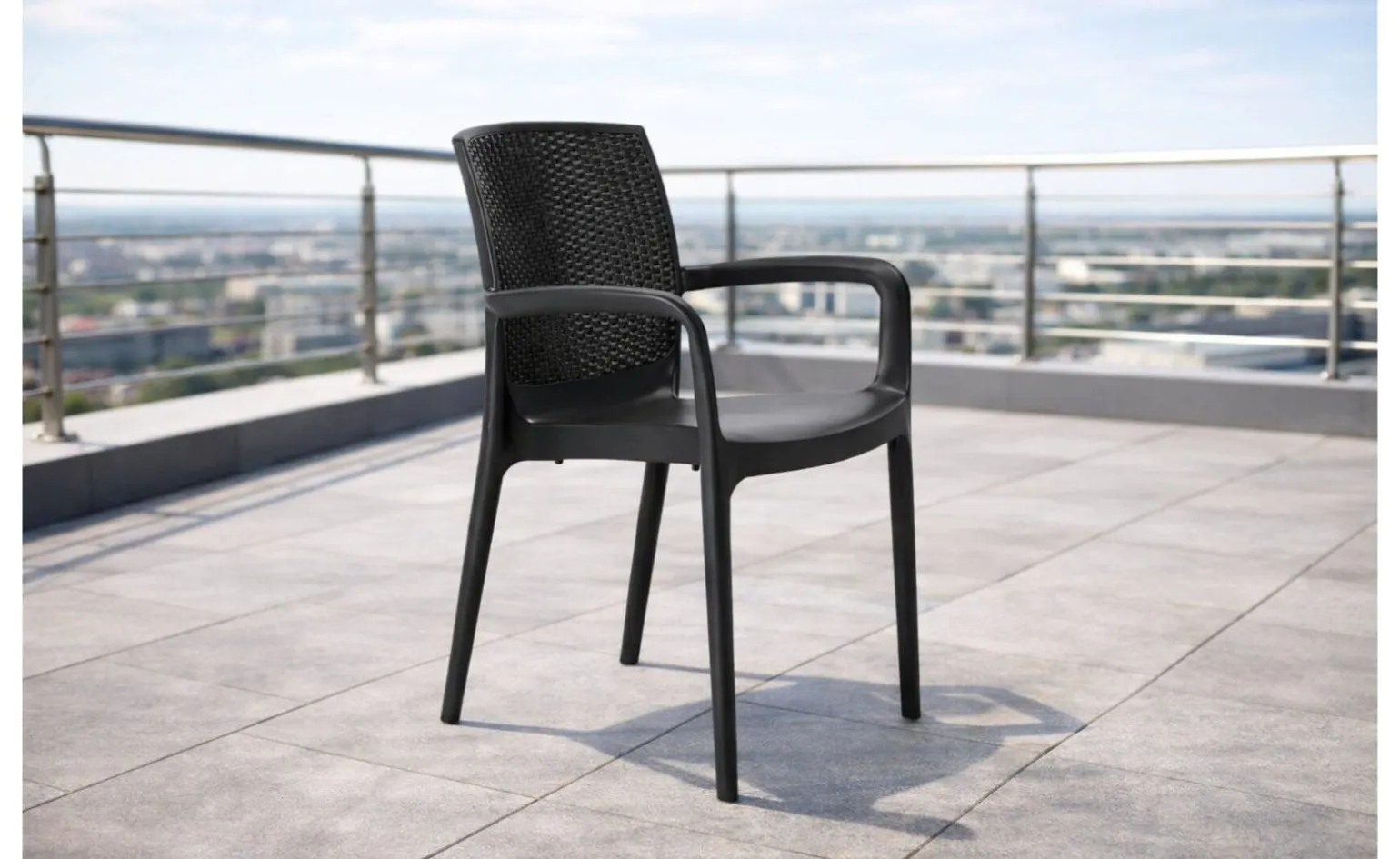 Aria sedia in resina con schienale effetto rattan color antracite