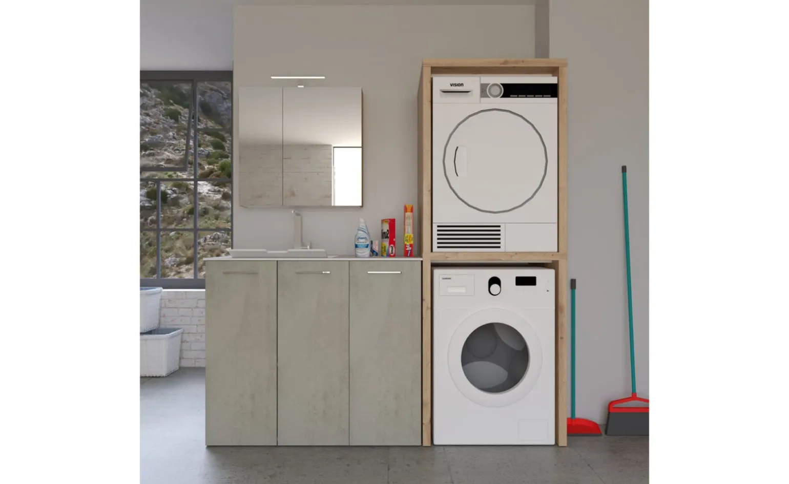 Asse per lavabo lavanderia in solid surface