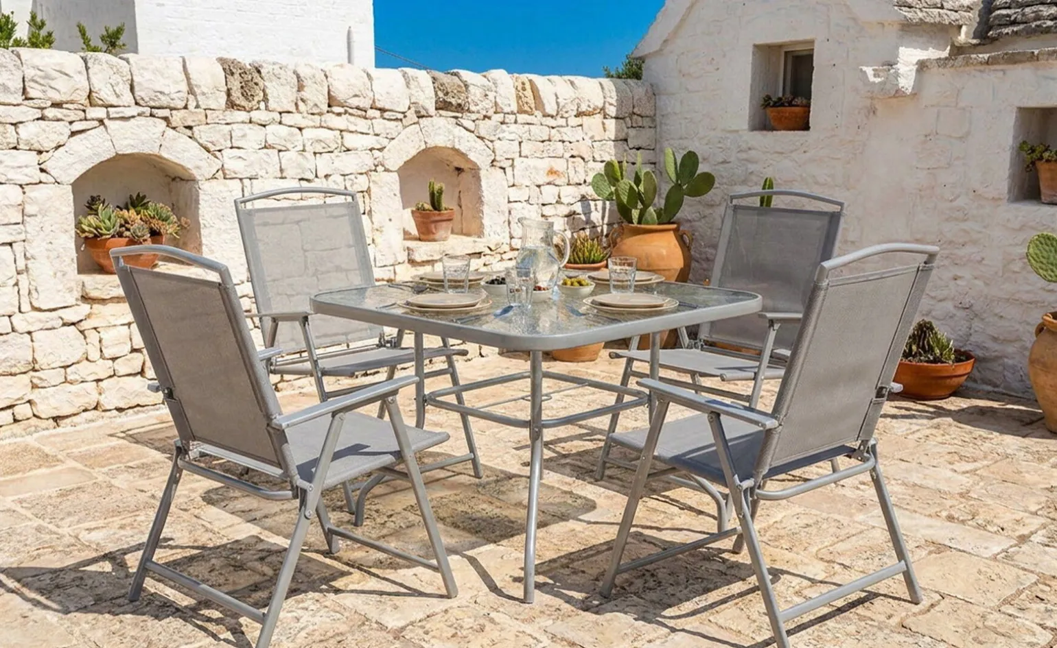 Baltic Set tavolo quadrato e 4 sedie, grigio
