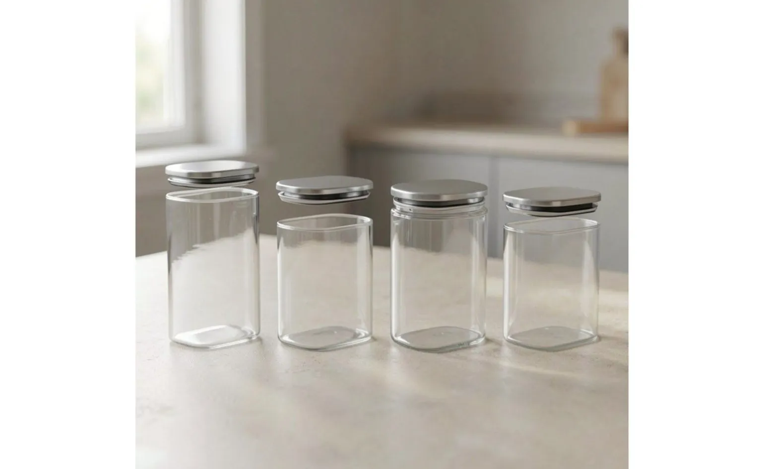 Barattolo cucina in vetro brosilicato con tappo acciaio, 1,1 L