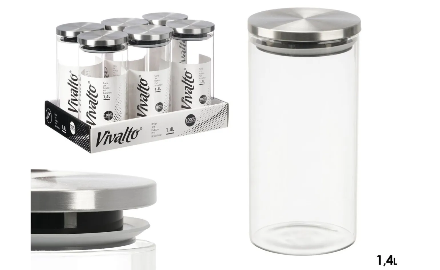 Barattolo in borosilicato da 1,1 l con tappo