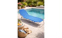 Beach lettino mare pieghevole blu 185x55x24 cm