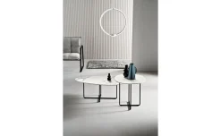 Benny tavolino ellittico bianco in ceramica