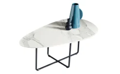 Benny tavolino ellittico bianco in ceramica