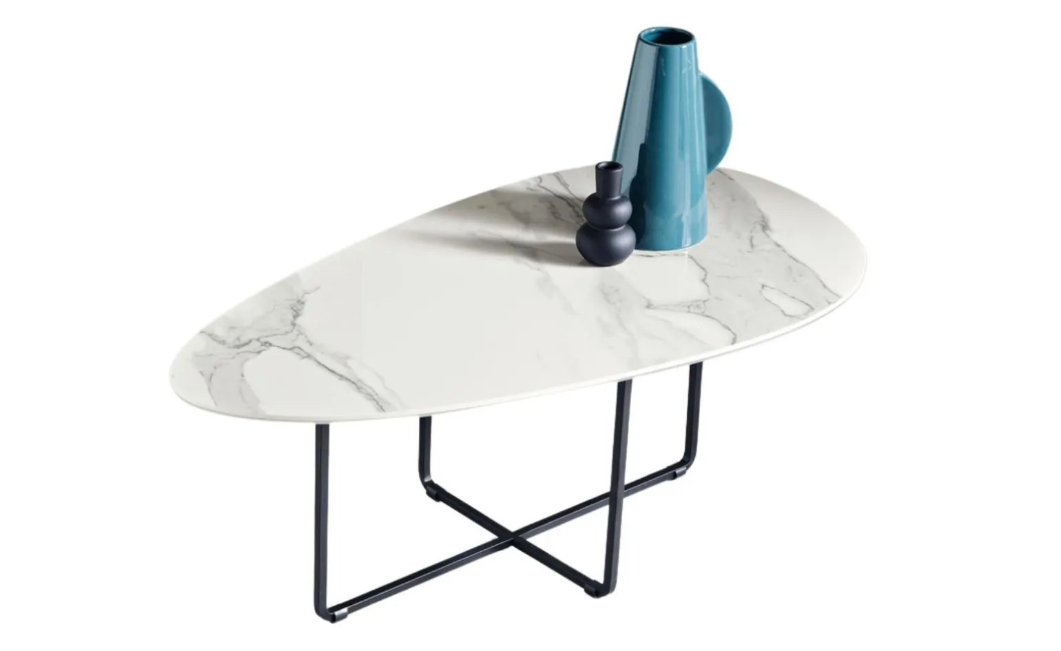 Benny tavolino ellittico bianco in ceramica