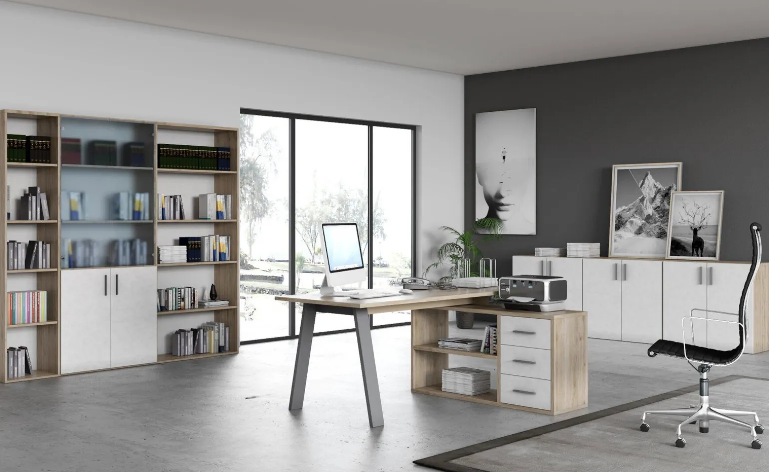 Beta scrivania angolare reversibile rovere chiaro l 160 cm