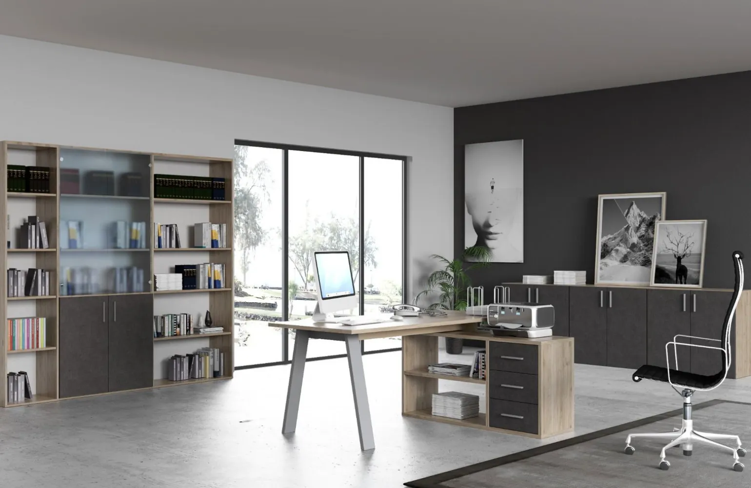 Beta5 ufficio componibile colore rovere e portland