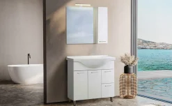 Betty mobile bagno L85 cm sospeso bianco lucido, con specchio