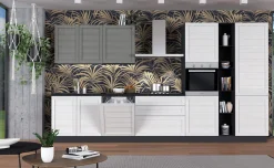 Beverly cucina 390 cm colore bianco e grigio fumo