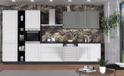 Beverly cucina 390 cm colore bianco e grigio fumo