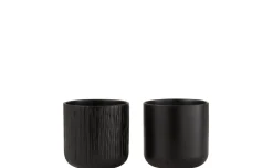Black porta vaso in ceramica Ø15 cm