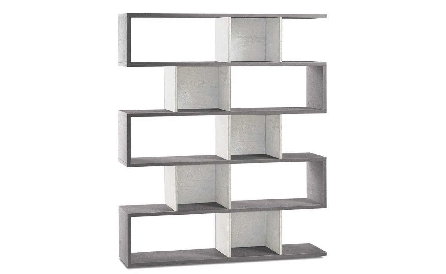 Book libreria a parete cemento/ossido bianco h180 cm