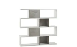Book libreria a parete ossido bianco/cemento h144 cm