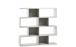 Book libreria a parete ossido bianco/cemento h144 cm