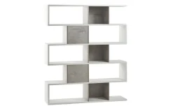 Book libreria a parete ossido bianco/cemento h180 cm