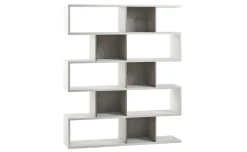 Book libreria a parete ossido bianco/cemento h180 cm