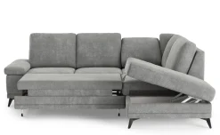 Brera divano letto angolare con contenitore in tessuto grigio