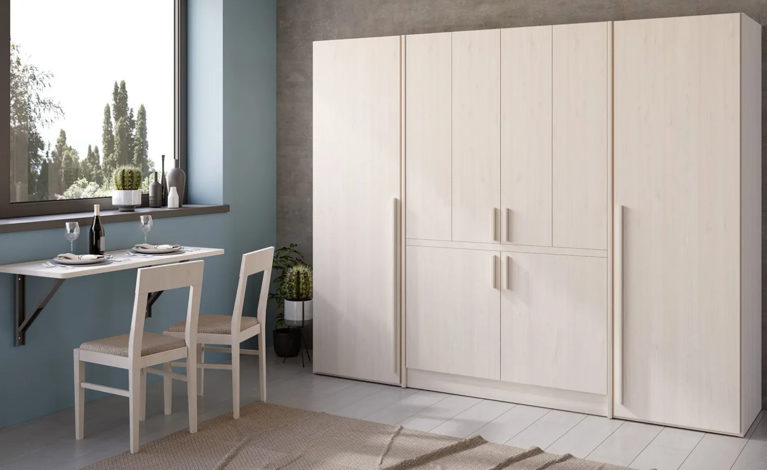 Cabrio cucina a scomparsa betulla senza frigo con 2 armadi