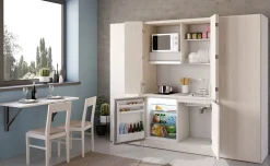 Cabrio cucina a scomparsa betulla con frigo con  2 armadi