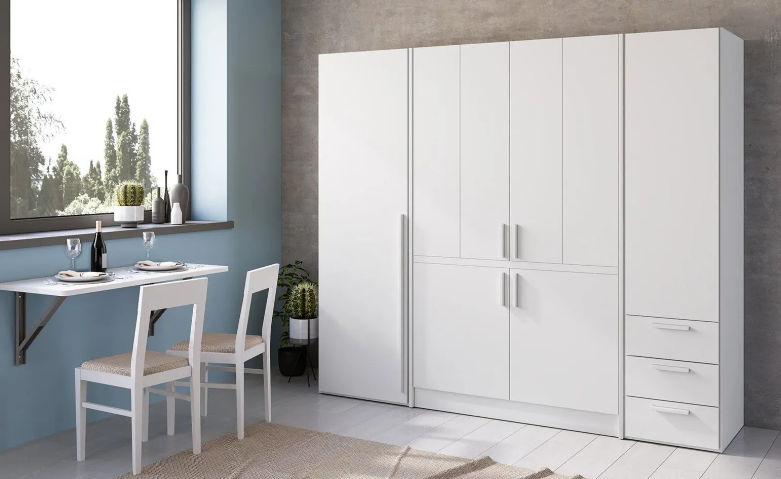 Cabrio cucina a scomparsa bianca con frigo