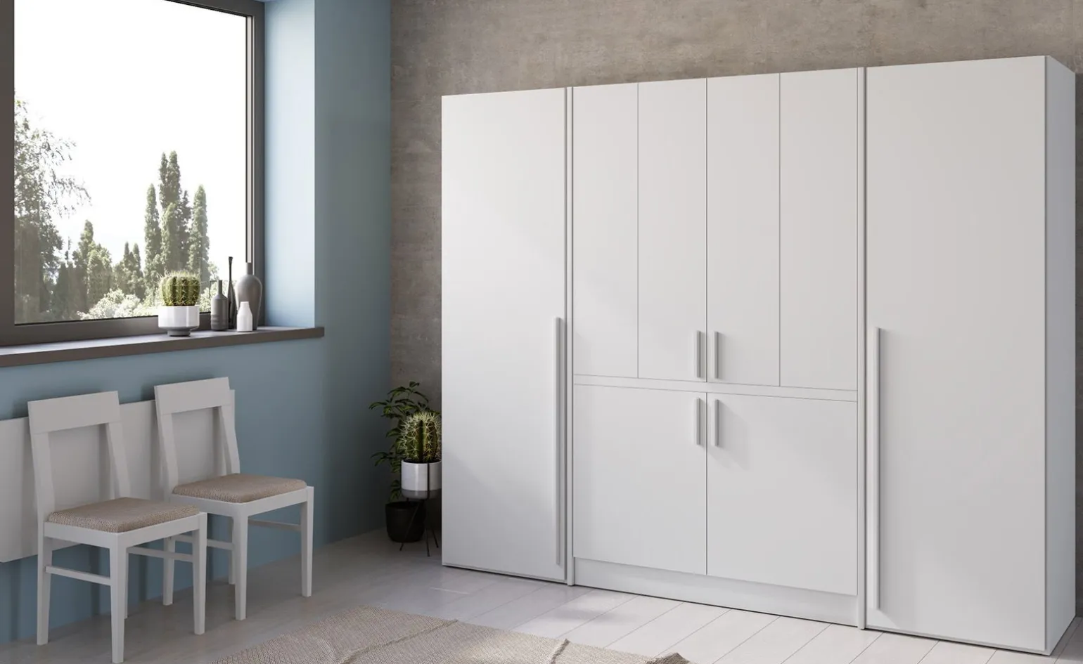 Cabrio cucina a scomparsa bianca senza frigo con 2 armadi