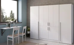 Cabrio cucina a scomparsa bianca con frigo con 2 armadi