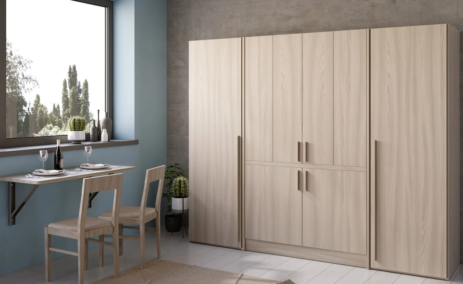 Cabrio cucina a scomparsa olmo senza frigo con 2 armadi