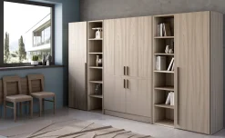 Cabrio cucina a scomparsa olmo senza frigo con libreria e 2 armadi