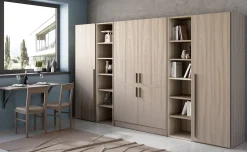Cabrio cucina a scomparsa olmo con frigo con libreria e 2 armadi