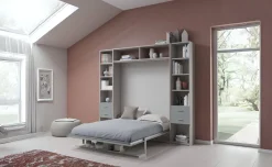 Cabrio letto a scomparsa colore tiglio e alluminio laccato con mensola