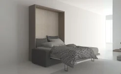 Cabrio letto a scomparsa con divano colore tiglio e bianco opaco