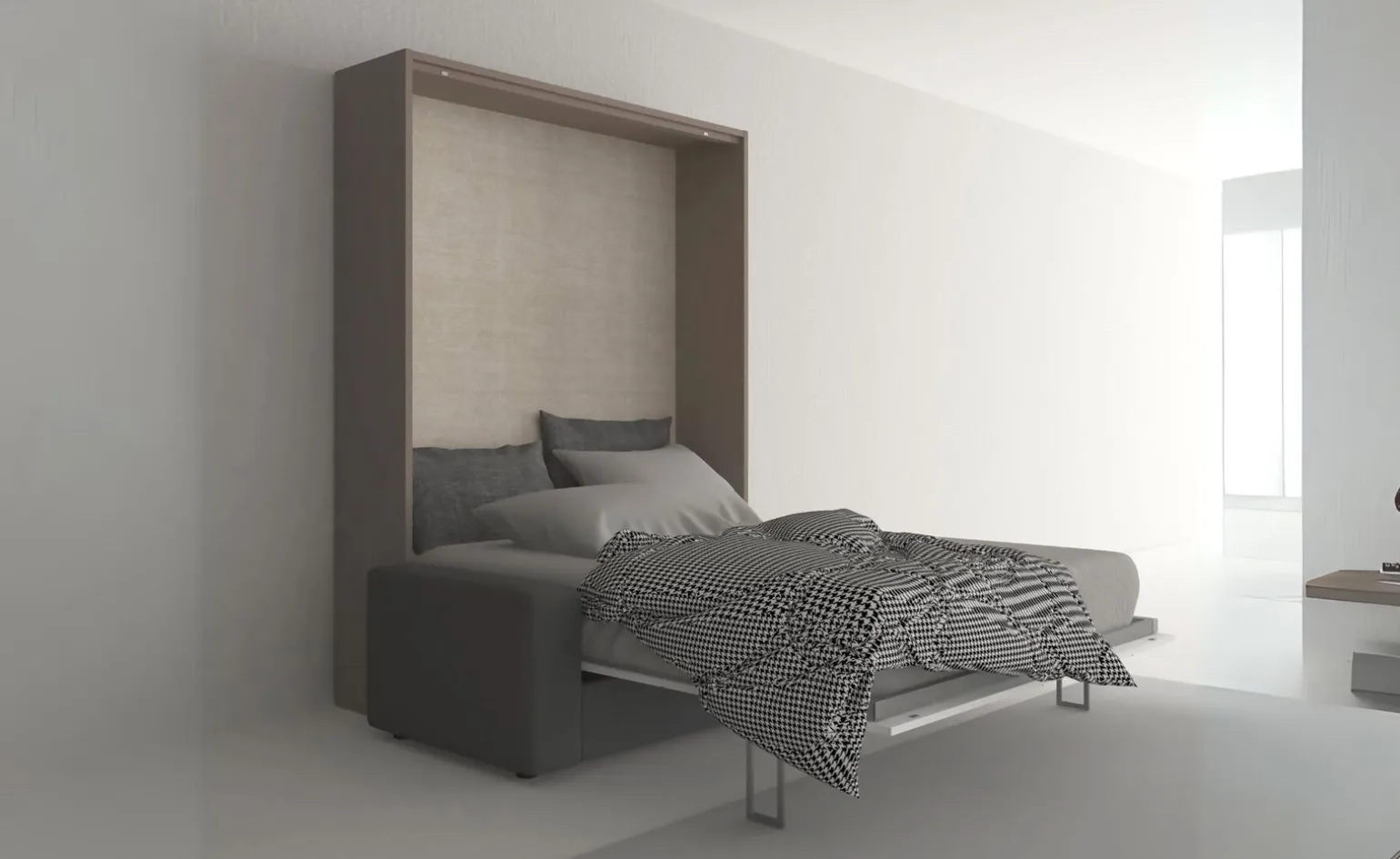 Cabrio letto a scomparsa con divano colore tiglio e bianco opaco
