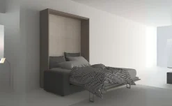 Cabrio letto a scomparsa con divano colore tiglio e alluminio laccato