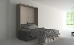 Cabrio letto a scomparsa con divano e mensola colore tiglio e corda