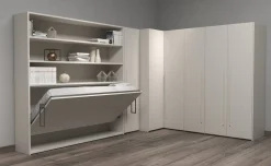 Cabrio letto singolo a scomparsa betulla con libreria