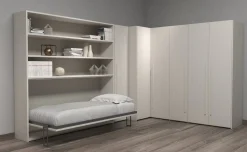 Cabrio letto singolo a scomparsa betulla con libreria