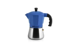 Caffettiera 3 tazze blu in alluminio per induzione
