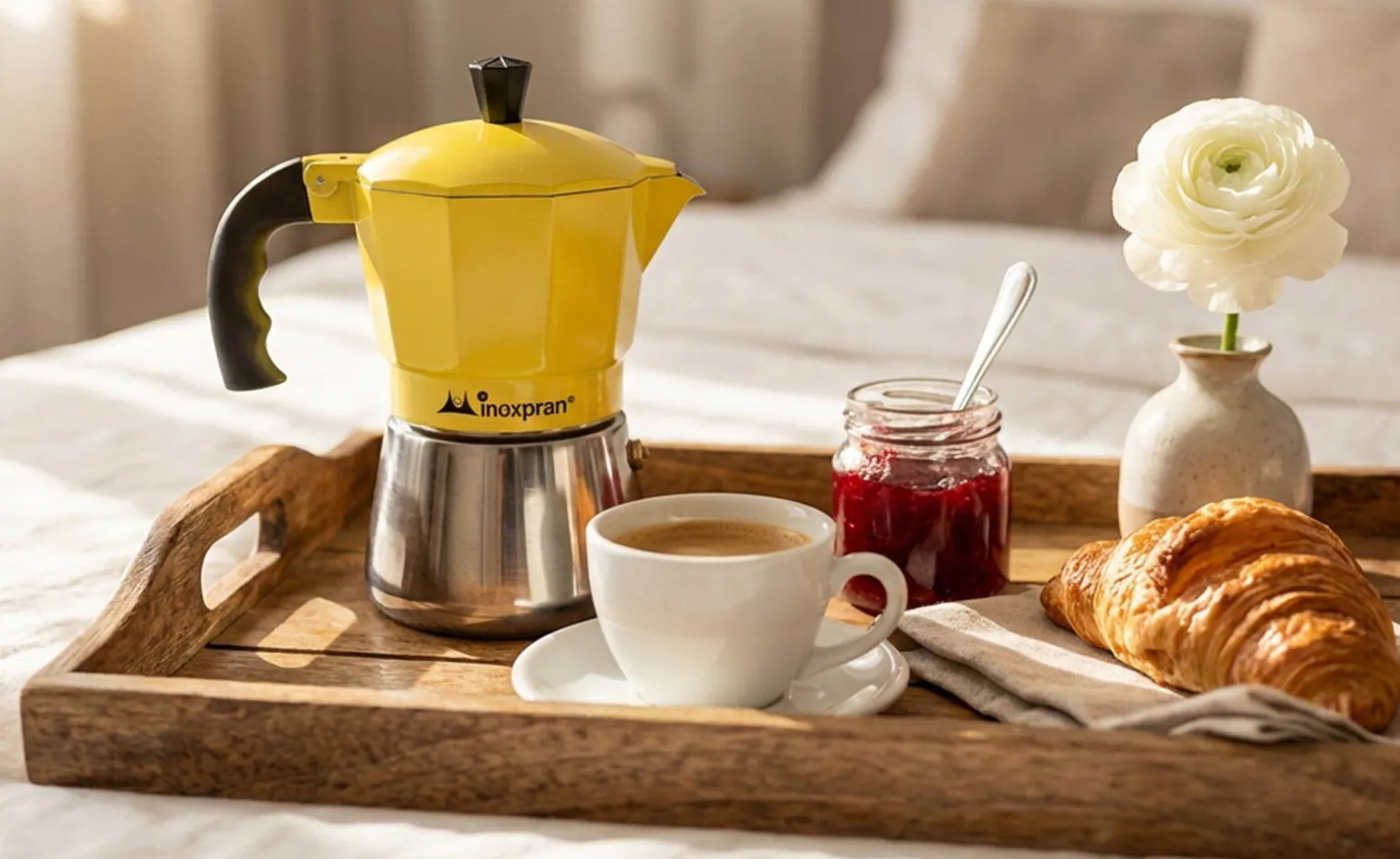 Caffettiera 3 tazze gialla in alluminio per induzione
