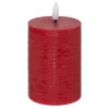 Candela in cera con fiamma led rossa h12,5 cm