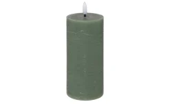 Candela in cera con fiamma led verde h17,5 cm