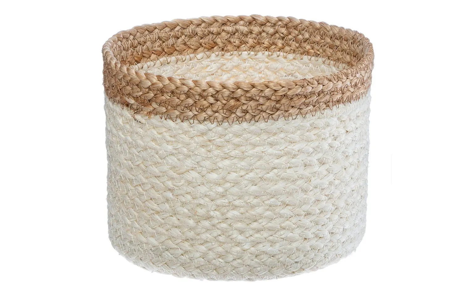 Cestino in juta bianco con bordo naturale Ø16 cm